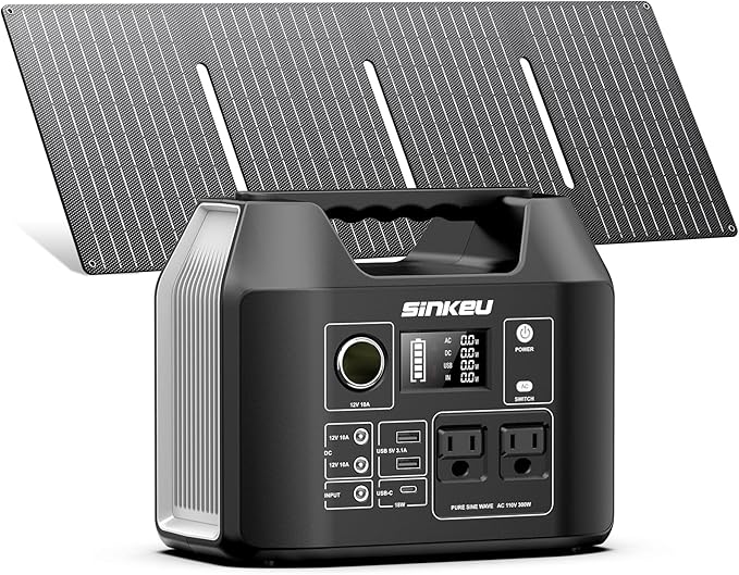 SinKeu Solar Generator with Panels Included - 300W Portable Power Station with 40W Solar Panel,256Wh (80000mAh) LiFePO4 Battery with USB DC AC Outlets for Home, Laptop, RV, Hurricane, Camping