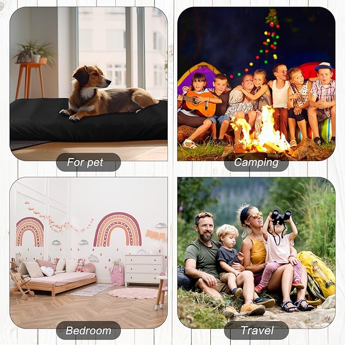 Breling Kids Air Mattress Fitted Sheets Compatible with Intex Cozy Kidz (Sheet Only) Toddler Inflatable Mattress Sheets for Kids Sleepover Party Travel Camping Airbed(Black,2 Pcs)