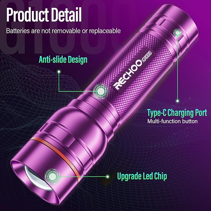 Rechargeable Flashlight 2 Pack, Bright Military Grade Torch Light High Lumens with Adjustable Focus & 3 Lighting Modes, Portable Waterproof Led Flashlight for Camping Home, Christmas Gift for Women