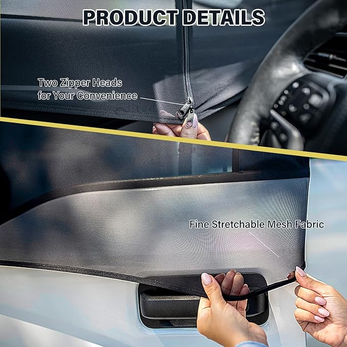 Car Side Window Screen Covers Car Side Window Sun Shades-Intended for SUVs Pickup Trucks Minivans Camper Vans Like Ford 250, Ford Transit,Honda Element, Dodge Grand Caravan