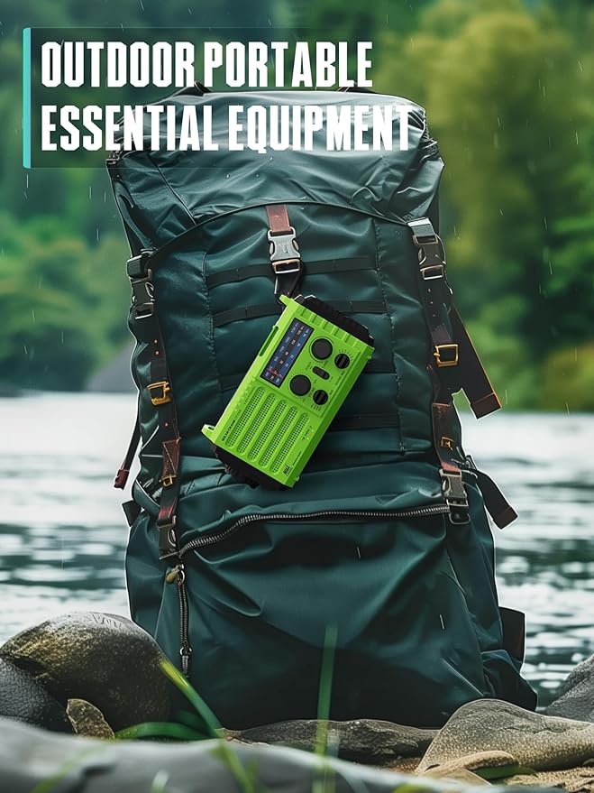 Emergency Radio with NOAA Weather Alert – Solar Hand Crank Portable AM/FM Shortwave Radio, Rechargeable Battery 5000mAh, USB Charger, Flashlight, SOS Alarm for Home Outdoor Hurricane Survival
