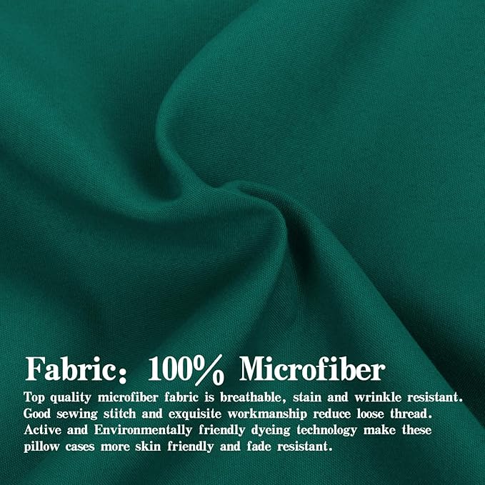 NTBAY Microfiber Toddler Pillowcases with Envelope Closure, 2 Pack 100% Brushed Microfiber Super Soft Travel Kids Nursery Pillow Cases, 14"x20" Fits Pillows Sized 12"x16" 13"x18" 14"x19", Dark Green