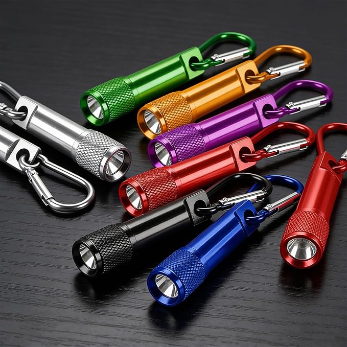 42 Pcs Mini Keychain Flashlights Ultra-Bright LED Metal Carabiner Clip Compact Emergency Lights for Camping Hiking Cycling Survival Kits