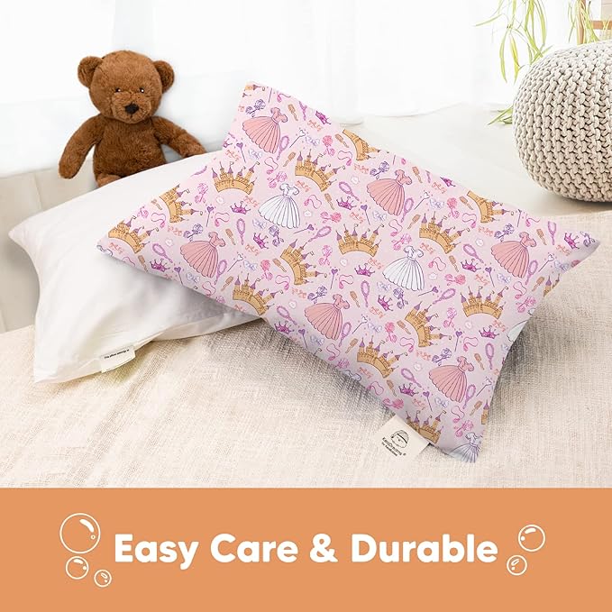 KeaBabies Toddler Pillowcase 13"x18" - Organic Cotton Toddler Pillowcase for Kids, Boys,Girls,Soft & Durable Cotton Cover for Miniature Sleepy Pillows,Cute Colors,Pillow Sold Separately(Dear Princess)