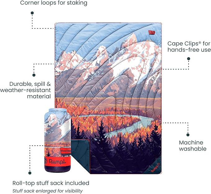 Rumpl Original Puffy National Park Blanket for Camping and Outdoors, Grand Teton - V2