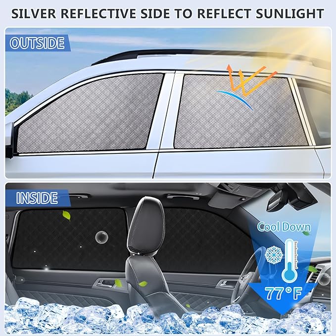 ZATOOTO Car Window Shades for 2019-2024 Forester Sun Shade for Side Windows 6 Pack, Car Window Cover for Camping with Breathable Window Screen and Reversible Blackout Window Shade for Privacy Heat
