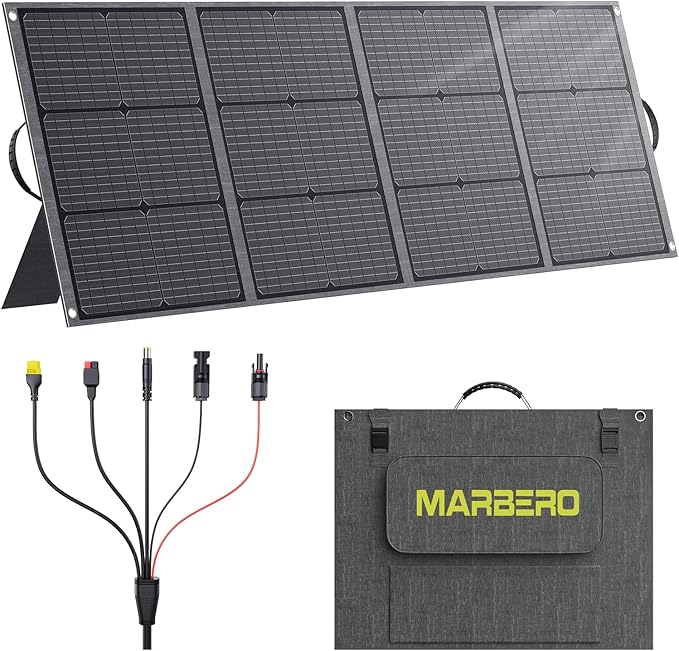 MARBERO 200W Portable Solar Panel for Power Station IP68 Waterproof 200 Watt Foldable Solar Charger >23% High Efficiency Compatible with Solar Generator for Camping RV Outdoor Cloudy