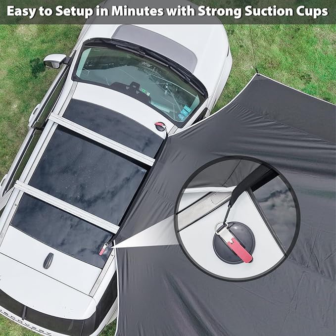 GEERTOP Large Car Side Awning Tarp 19 x11 ft Waterproof Vehicle Sun Shade Cnaopy Shelter for SUV, MPV, Van, Campers