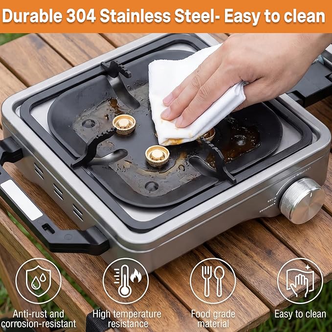 2 Burner Camping Stove with Windshield, 24000 BTU Propane Gas Stove,Portable Folding Camp Stove with Carry Bag, Piezo Ignition Adjustable Burners, Camping Essentials for Outdoor Tailgating Grilling