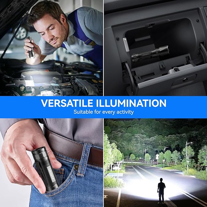 LETMY Rechargeable Flashlights High Lumens, 2 Pack 5000 Lumens Super Bright LED Tactical Flashlight, 3 Modes Samll Powerful Flash Lights with Clip, Waterproof Flashlights for Home Emergency Camping