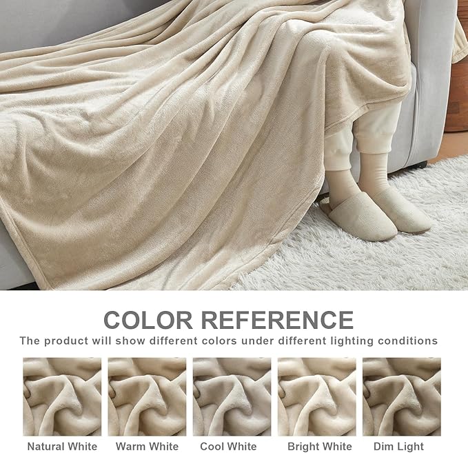Hansleep Fleece Queen Blanket for Bed Fleece Taupe, Super Soft Flannel Fuzzy, Plush Cozy Blanket for All Seasons, Taupe, Queen 90x90 Inches