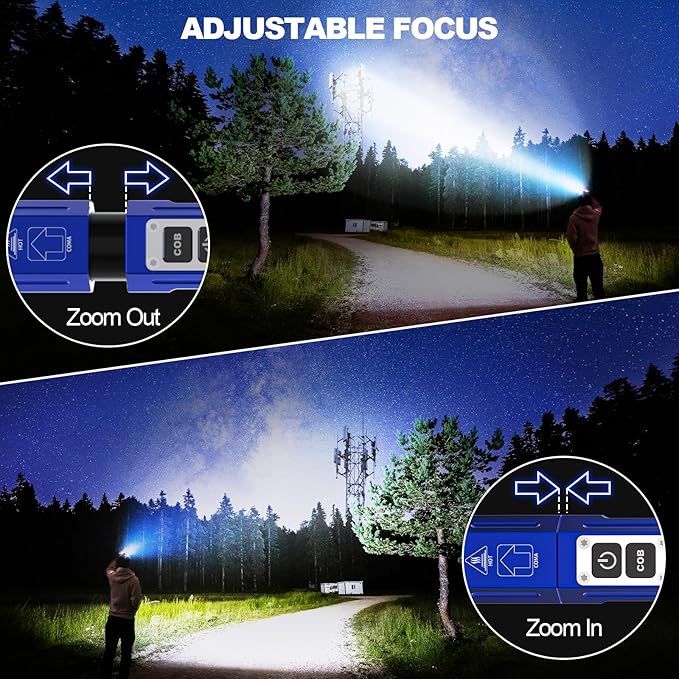 Banral Rechargeable Flashlights High Lumens - Super Bright Small Pocket Magnetic Flashlight, 8 Modes LED Tactical Flash Light, Dual Button Powerful Flashlight for Camping (2, Klein Blue)