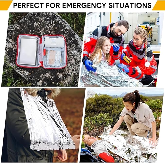 Emergency Survival Blanket, Mylar Thermal Blanket, Gigantic Space Blanket 82" x 63" (5)