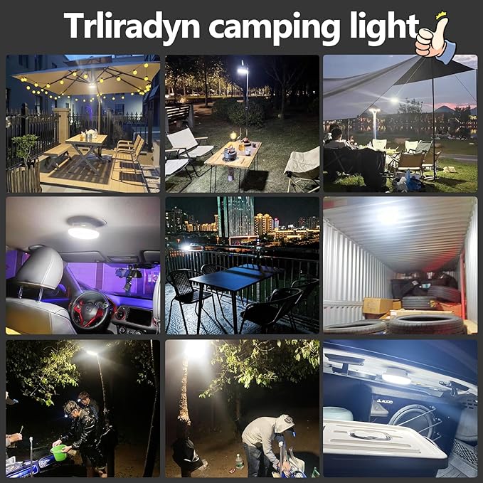10000mAh Rechargeable Hanging Tent Lighting, Portable 30W 4000LM LED Camping Lantern with Magnet, 4 Lighting Modes, IPX5 Waterproof LED Flashlight for Emergency