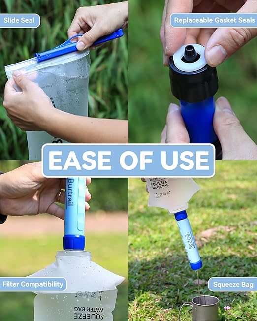 Squeeze Water Bag Compatible with Squeeze Water Filtration System,Foldable Squeeze Bag for Survival Water Filter Straw,2L Durable TPU Material Water Container,Pack of 2