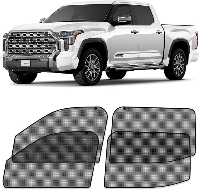 CLIM ART Magnetic Car Window Shades for Toyota Tundra 2022-2026 CrewMax – Custom-Fit Sun Blocker Curtains, Side Window Covers,Essential Car Accessories for Camping,Baby, and Privacy Protection- MS0268