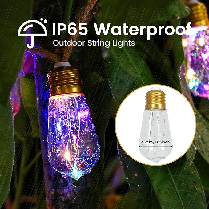 Solar String Lights Outdoor, 24FT Vintage Rope Hemp Solar String Lights for Outside with 20 Shatterproof Bulbs, Waterproof 8 Modes Solar Powered Patio Lights for Garden Fence Balcony Camping
