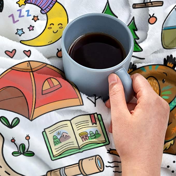 Camping Blanket Gifts,Soft Camping Throw,Cute Plush Flannel Camping Quilts Decorations for Bedroom Sofa Bed Outdoor Travel 40 x 30in for Pets