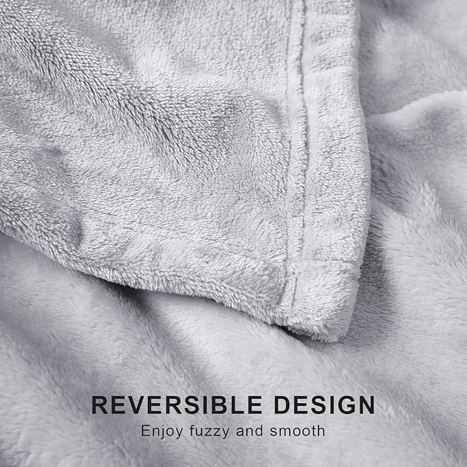 Hansleep Fleece Light Grey Throw Blanket, Super Soft Flannel Fuzzy Plush Cozy Blanket for All Seasons, Light Grey, Throw 50x60 Inches