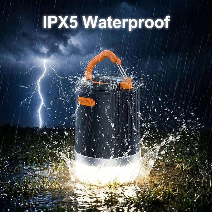 Camping Lantern for Power Outages IP65 Waterproof Camping Lights 10400mAh Portable USB-C Rechargeable 180H Ultra-Long Runtime Emergency Light