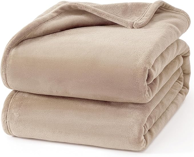 Hansleep Fleece Light Camel Twin Blanket, Super Soft Flannel Fuzzy Plush Cozy Blanket for All Seasons, Light Camel, Twin 60x80 Inches