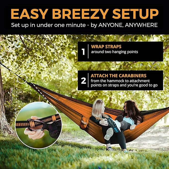 Bear Butt Kodiak Hammock Straps for Trees - 20 Feet Long, 40 Combined Loops - Holds 1000 Pounds - Camping Accessories With Carabiner