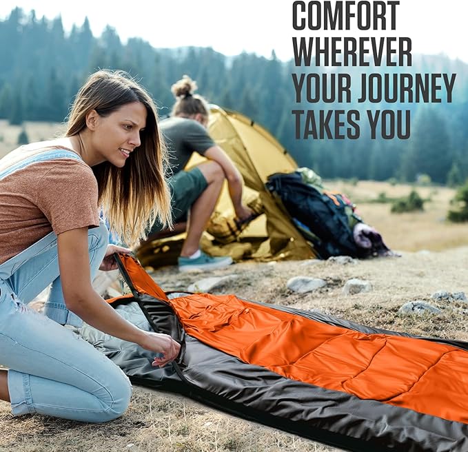 VENTURE 4TH Backpacking Sleeping Bag – XXL, Double and Single Sizes - Lightweight Warm & Cold Weather Sleeping Bags for Adults, Kids & Couples – Ideal for Hiking, Camping & Outdoor Adventures