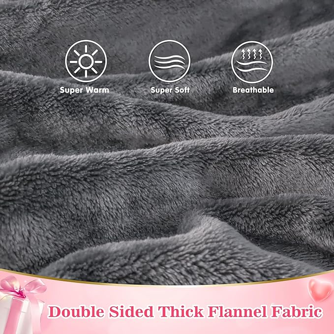Waitu Wearable Blanket Sweatshirt Gifts for Women and Men, Super Warm and Cozy Giant Blanket Hoodie, Thick Flannel Blanket with Sleeves and Giant Pocket - Gray