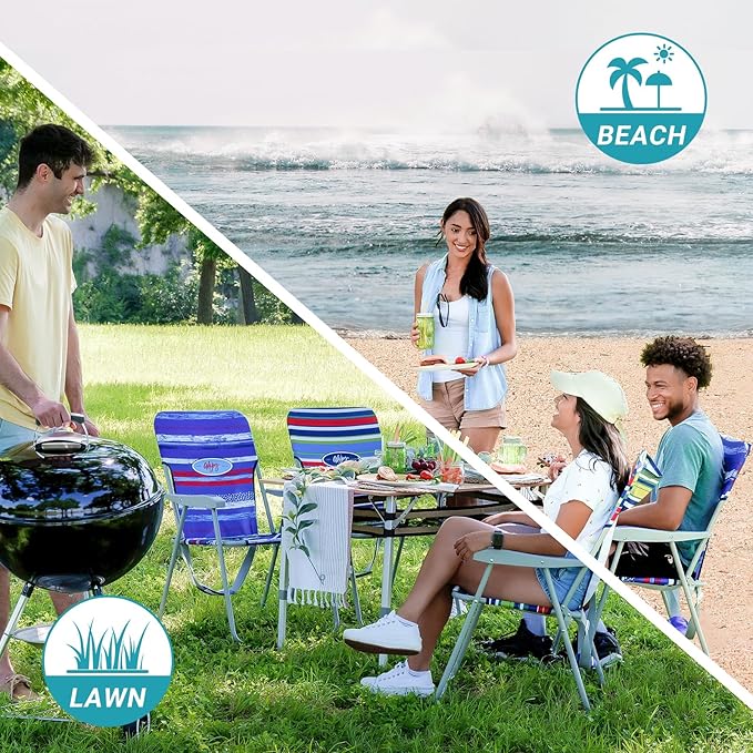 #WEJOY Folding Beach Chair for Adults, Lightweight Beach Chair with Shoulder Straps, High Back Camping Chairs with Hard Armrest, Supports 300lbs for Outdoor Lawn Concert