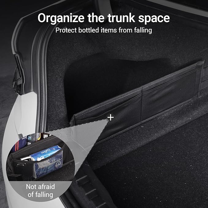 2PCS Car Rear Trunk Organizer Side Divider Board Console Storage Divider Waterproof Easy To Install Trunk Storage Organizer Side for Car, SUV,[Black]