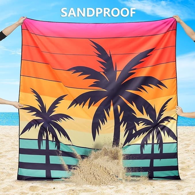 HIHOHO Beach Blanket Waterproof Sandproof Extra Large Beach Mat 79" X 83"/120"x108"for 1-8 Adults Quick Drying Durable Outdoor Picnic Mat for Beach Travel Camping Hiking