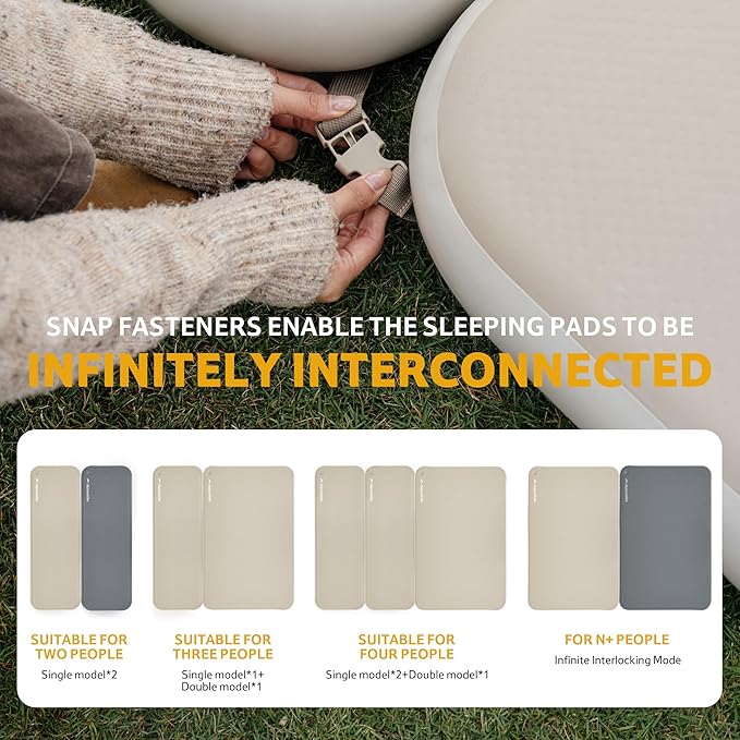 Naturehike 4" Drop Stitch Single Sleeping Pad with Electric Pump, 441 LBS Non-Collapsible Strong Support, Connectable Camping Mattress, 40s Fast Inflatable Air Mattress for Home, Camping, Guest