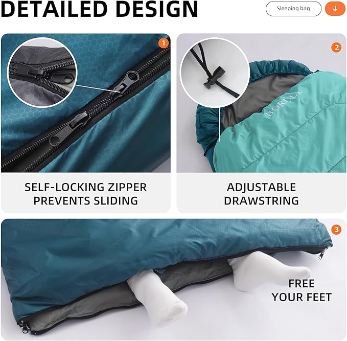Sleeping Bags for Adults Cold Warm Weather,Backpacking Compact Lightweight Camping Sleeping Bag with Compression Sack for Kids,Camping Essentials Gear for Hiking,Travel,Climb,Outdoor, Indoor