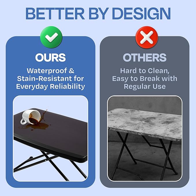 Lavish Home Portable Folding Tables - Lightweight Portable Folding Desk with Adjustable Height - Small Indoor Outdoor Plastic Table for TV Tray, Playing Cards & Craft Room (Set of 2/Black/2.5 FT)