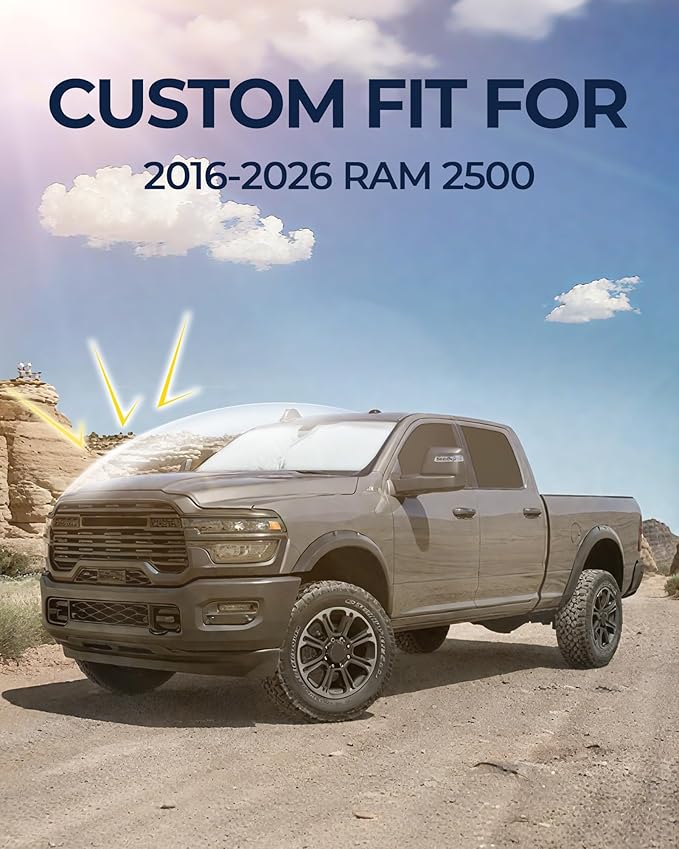 for Dodge RAM 2500 3500 2016-2026(Crew Cab) Car Window Shades, 6pcs Privacy Sun Shade Set for Front Windshield Side and Rear Windows, Full Window Covers Keeps Vehicle Cool for Camping Napping