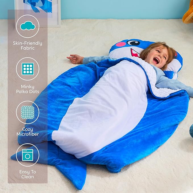 JOIEDOMI Kids Sleeping Bag 4 5 6 Year Old Girl Gifts Toddler Nap Mat with Pillow & Blanket 60" x 39" for Kids Ages 3+ Soft Plush Sleeping Mat for Preschool and Boys Girls