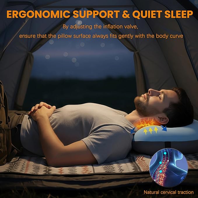 Inflatable Neck Pillow for Beach Travel Camping Picnic Small Ultralight Cruise Ship Essentials Summer Vacation Must Have Travel Accessories Trip Necessities Stuff Thing Need Gear Gift Supplies Gadget