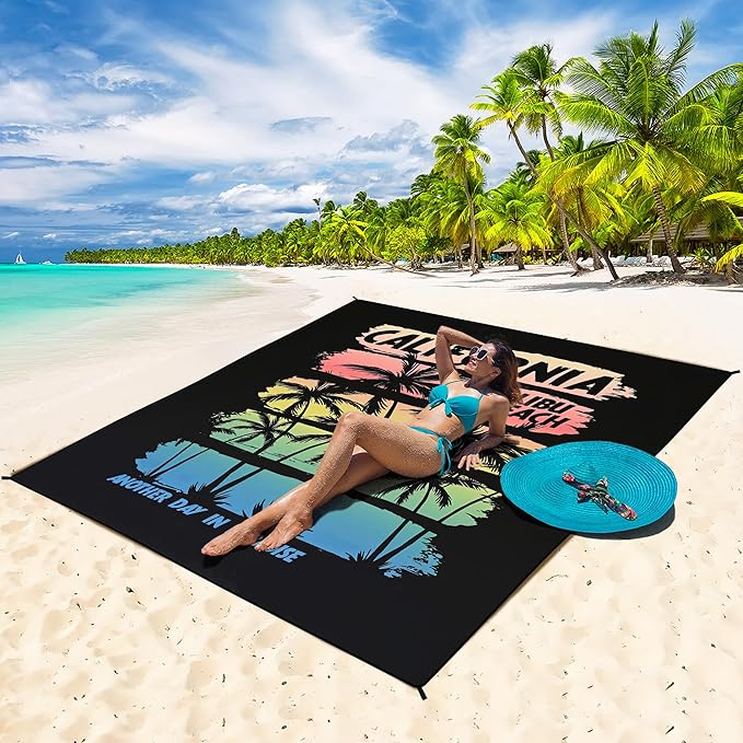 HIHOHO Beach Blanket Waterproof Sandproof Extra Large Beach Mat 79" X 83"/120"x108"for 1-8 Adults Quick Drying Durable Outdoor Picnic Mat for Beach Travel Camping Hiking