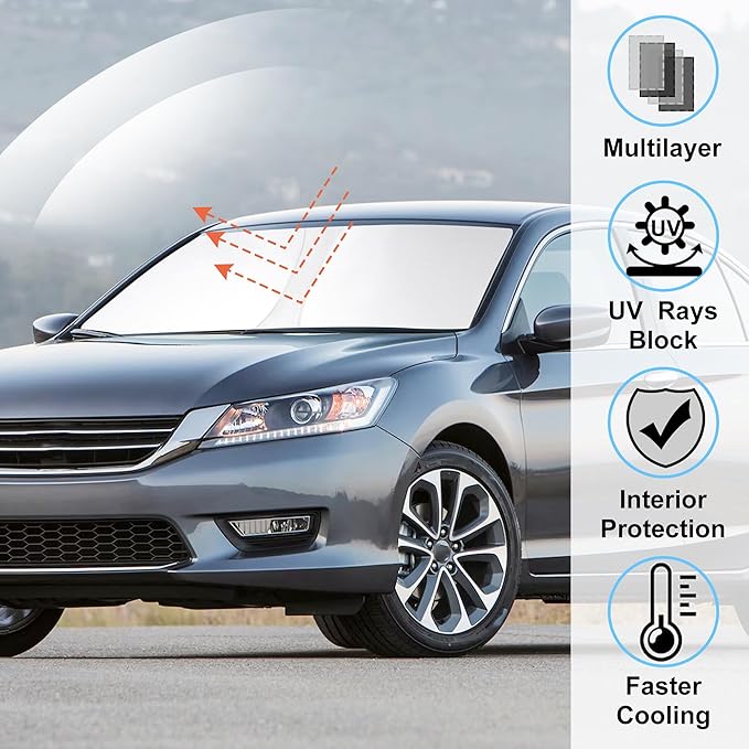 Windshield Sun Shade Custom Fit 2013 2014 2015 2016 2017 Honda Accord Accessories Foldable Sunshade Sun Blocker Front Window Shades Covers Keep Car Cooler