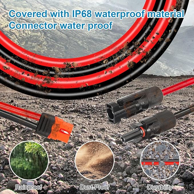 10AWG 30FT Solar to XT60i Extension Cable 3 6 10 35 50 75 100FT Heavy Duty Adapter Cable Connector XT60i Wire for Portable Power Station, Solar Panel, RV, Battery