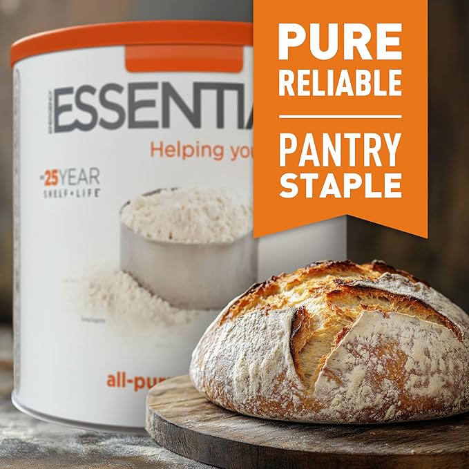 Emergency Essentials All-Purpose White Flour – Enriched, Long-Term Storage in #10 Can | 25-Year Shelf Life | 53 Servings | Emergency Food Supply for Baking, Cooking, and Everyday Preparedness