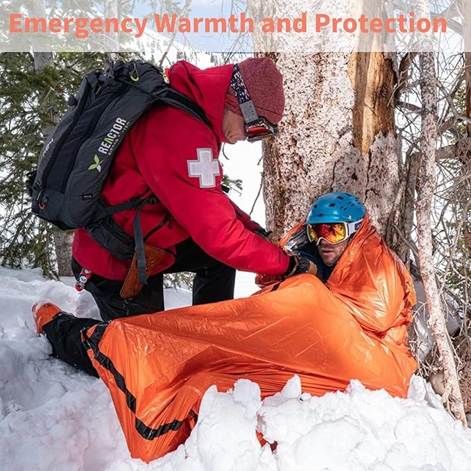 Emergency Sleeping Bag with Whistle, Portable Emergency Survival Bag, Lightweight Pocket Size Emergency Sleeping Bag, Waterproof Thermal Bivy Sack for Camping, Hiking