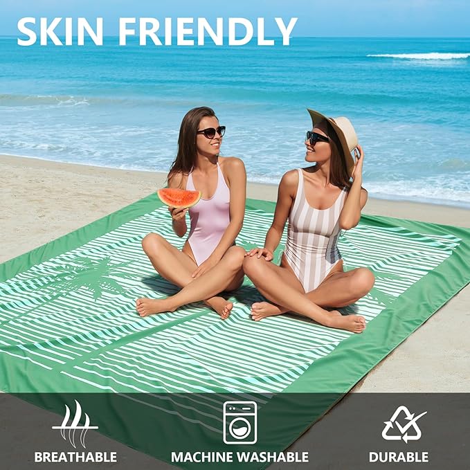 HIHOHO Beach Blanket Waterproof Sandproof Extra Large Beach Mat 79" X 83"/120"x108"for 1-8 Adults Quick Drying Durable Outdoor Picnic Mat for Beach Travel Camping Hiking