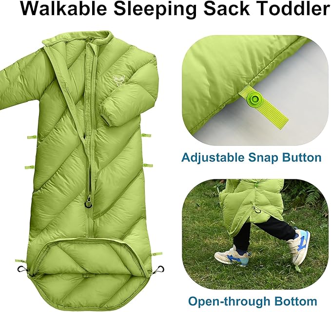 Walkable Toddler Sleeping Bags for Kids, Boys Girls (2T-4T) - Puffy Camping Sleeping Sack for Indoor, Outdoor, Travel, Sleepover, Slumber Party (up to 46 in)- Machine Washable, Lightweight