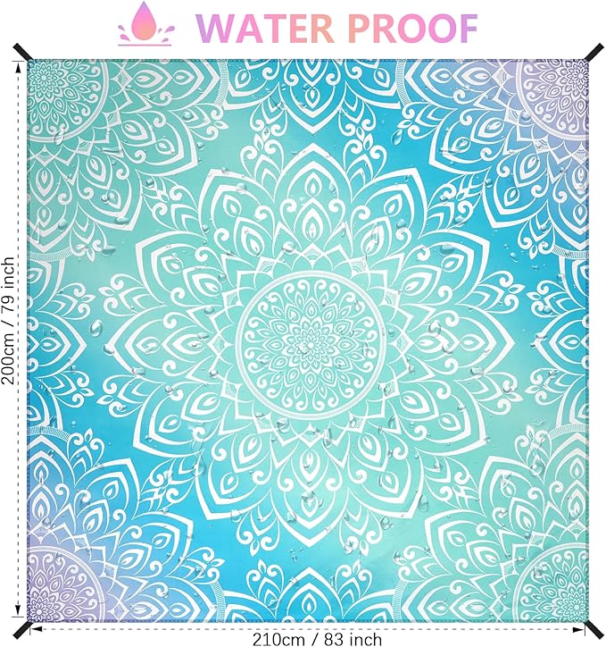 HIHOHO Beach Blanket Waterproof Sandproof Beach Mat for 1-8 Adults Quick Drying Durable Outdoor Picnic Mat for Beach Festival Travel Camping Hiking (Gradiant BL-Mandarin, 79"×83"(4 Person))