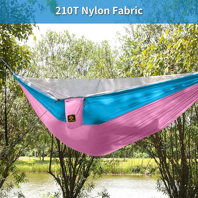 Kids Hammock, Camping Hammock with Mosquito Net, Lightweight Nylon Portable Hammock with 10ft Tree Straps,Hammocks for Travel Hiking Backpacking Beach Patio
