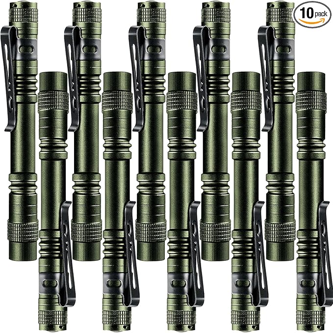 Beieverluck 10 Pack Mini LED Flashlight with Clip, 200 Lumens, Adjustable Focus, Water-Resistant, Perfect for Camping, Outdoor, Emergency Use