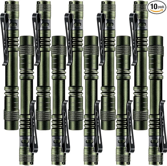 Beieverluck 10 Pack Mini LED Flashlight with Clip, 200 Lumens, Adjustable Focus, Water-Resistant, Perfect for Camping, Outdoor, Emergency Use