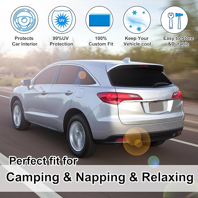 7PCS Windshield Sun Shade Custom Fit for 2013-2018 Acura RDX Accessories Foldable Sunshade Side Rear Window Shade Cover Full Set Privacy Protection
