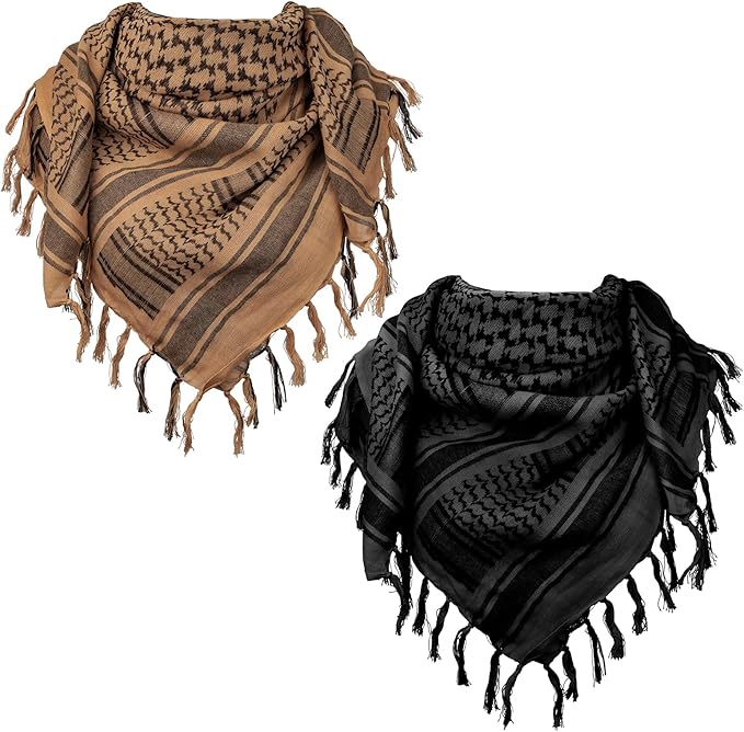 Aonal Military Shemagh Tactical Desert Scarf, 100% Cotton Keffiyeh Neck Head Scarf Wrap for Men Women